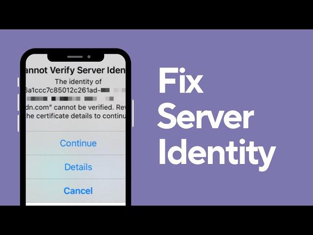 Cannot Verify Server Identity Pop Up in iPhone Fix | iPhone Server Identity Issue