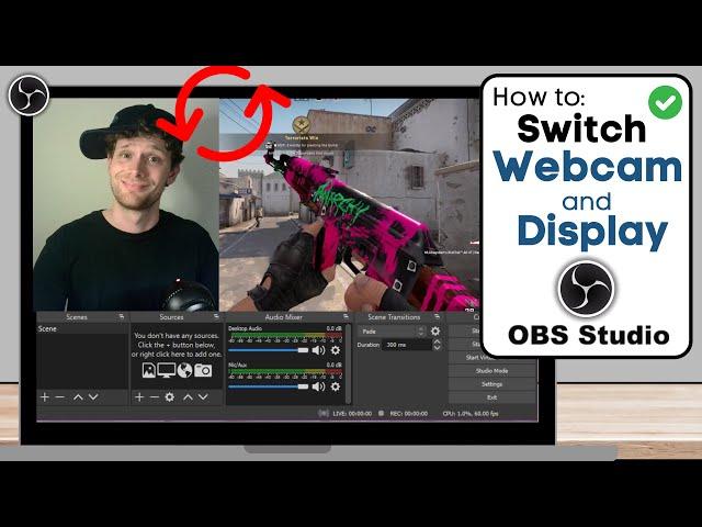 How To Switch Between Webcam And Display in OBS Studio | Switch Scenes