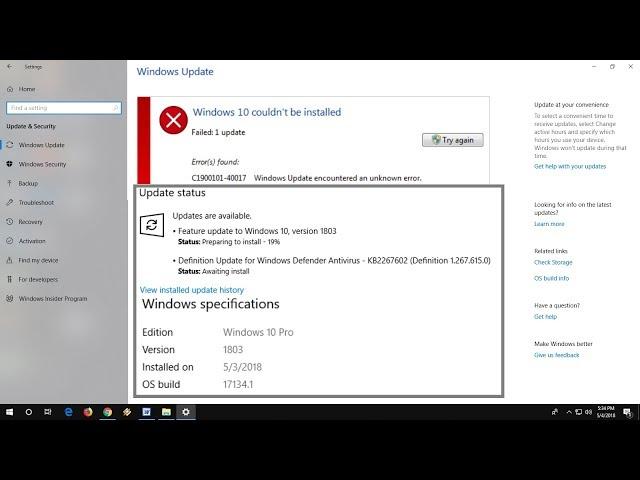 Fix All Windows 10 1803 Download & Install Errors (100% Works)