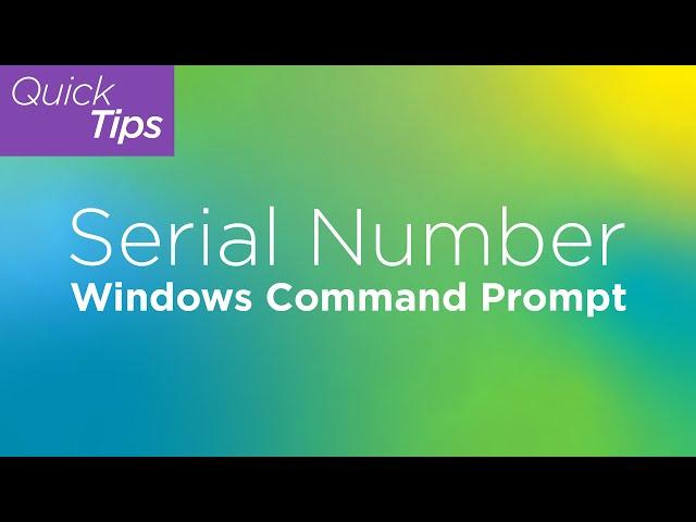 Serial Number: Windows Command Prompt | Lenovo Support Quick Tips