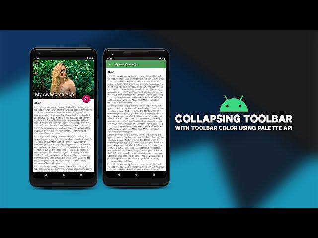 Android Collapsing Toolbar Layout | Palette API | Android Studio