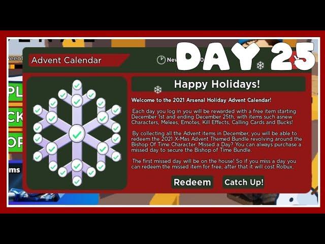 [FINAL DAY // DAY 25]  How To Get a new Advent Calendar reward! (Roblox Arsenal)