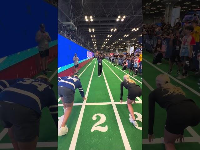 Druski races Livvy Dunne  at Fanatics Fest 