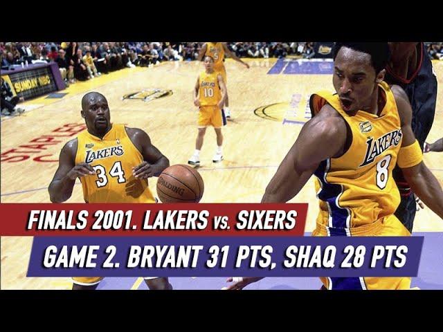 NBA Finals 2001 Lakers vs Sixers Game 2 Full Highlights Shaq 28 pts 20 reb 9 ast 8 blk Bryant 31 pts