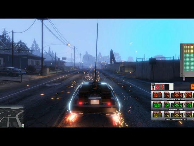 GTA 5 4K 60Fps BTTF Lightning Run An Amazing Mod!!