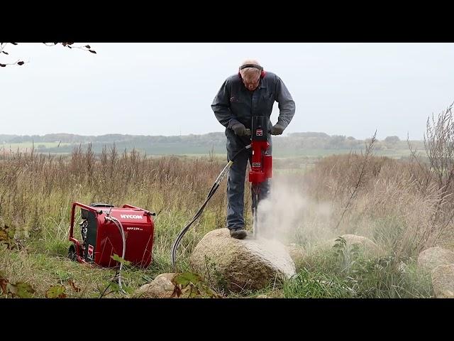 HYCON HRD30 rock drill and HPP23V FLEX power pack in action