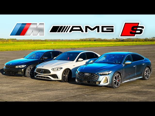 New Audi S5 v New AMG C43 v BMW M340i: DRAG RACE