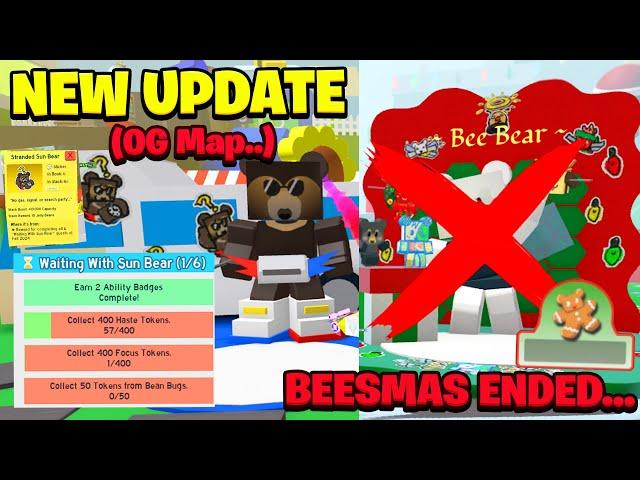 NEW UPDATE! NEW QUESTS & BEESMAS ENDED... (6 New Sun Bear Quests) (Bee Swarm Simulator)