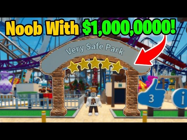 Noob With $1,000,000! Gets 5 Stars in 1 Hour! (Theme Park Tycoon 2)