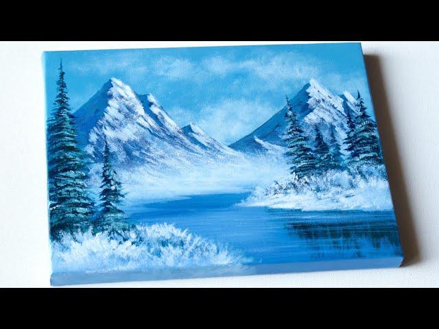 Winter Painting | Winter Mountain Painting | Acrylic Painting Tutorial