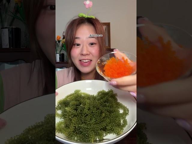 My fav snack #flyingfishroe #tobiko #seagrapes #crunchyasmr