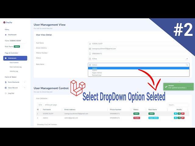 Selected value of a dropdown in Laravel 8.X | Dashboard V13