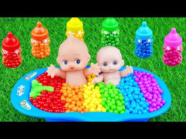 Satisfying Video l Mixing Candy in the Tub with Rainbow Skittles & Magic Slime ASMR Cutting