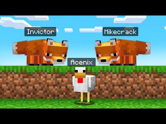 Minecraft: POLLO vs 2 DEPREDADORES  MINECRAFT SPEEDRUN con INVICTOR y MIKECRACK