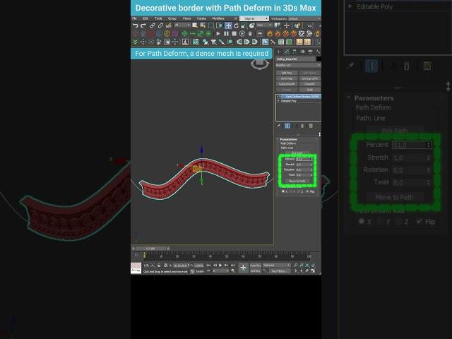 Creating Decorative Borders with Path Deform in 3Ds Max #shorts #3dsmax #tips #pathdeform