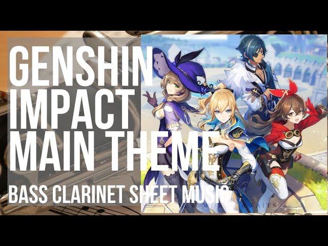 Bass Clarinet Sheet Music: How to play Genshin Impact Main Theme by Yu Peng Chen