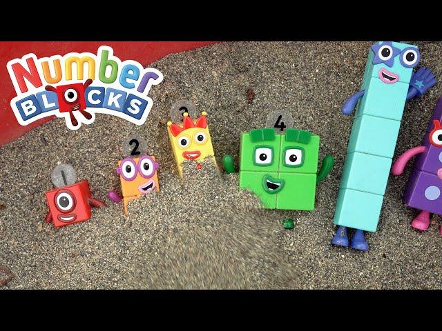 Numberblocks are Buried in my Sandbox!  Find and Arrange Numbers Left to Right | Learn with Toys