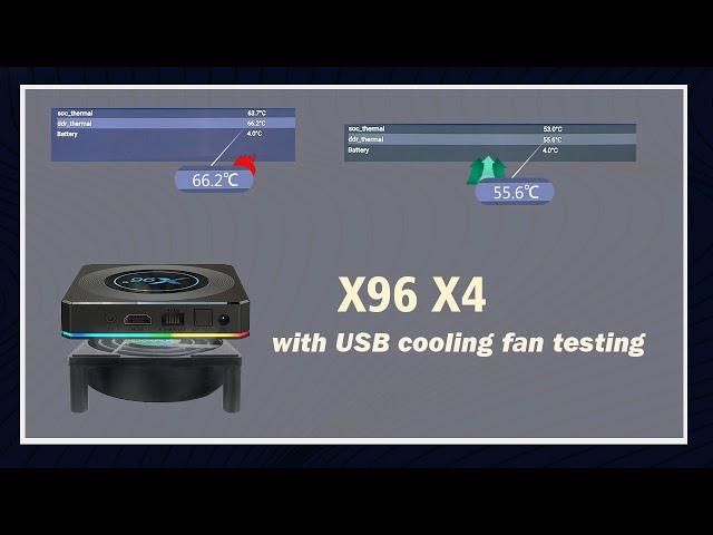 X96 X4 Amlogic S905X4 Android TV Box with USB cooling fan testing