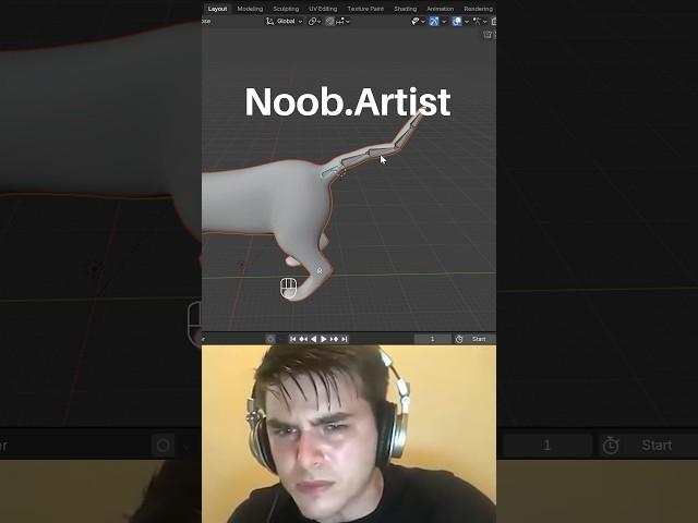 Noob vs Pro artist: animating a tail #blendertutorial #blender #blendercommunity #blender3d #b3d