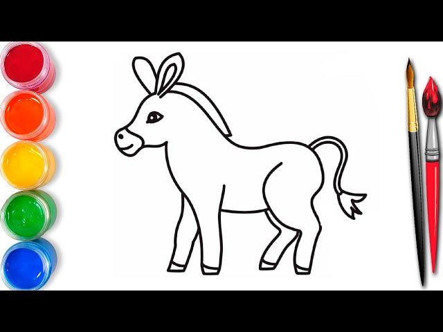 How to draw donkey for kids | Рисование  осел для детей |  Bolalar uchun eshak rasm chizish