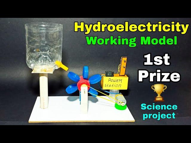 How to make hydro powerplant working model Hydroelectricity science exhibition project working model