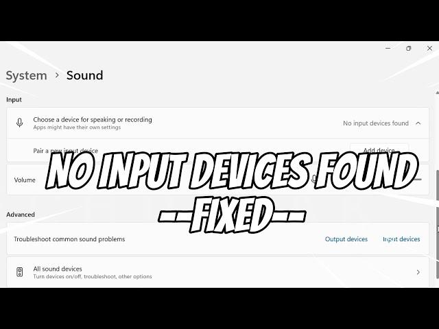 No Input Audio Devices Found Windows 11 - FIXED