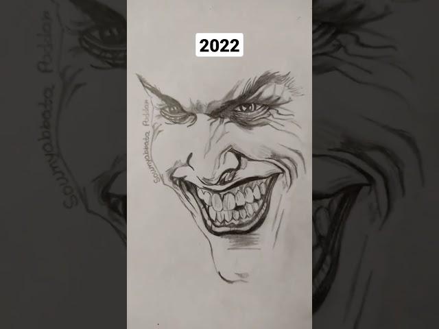 How to draw joker Drawing 🃏ll Improvement of art || #shorts #2022 #improve #pencildrawing