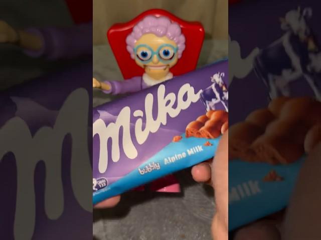 GRANNY IS HAPPY WITH MILKA CHOCOLATE #viral #granny #toys #shorts