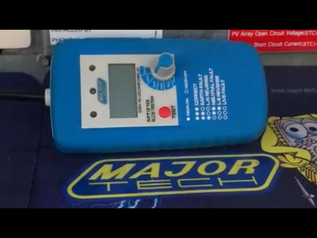 Major Tech MT310. RCD Tester(In Action)