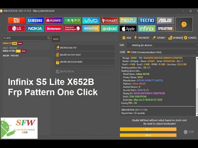 Infinix S5 Lite X652B Frp One Click,Unlock Tool