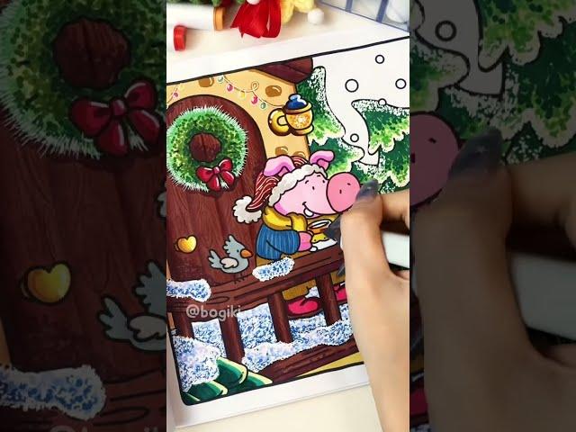 A perfect Christmas scene, right from the warmth of the balcony!#coloringbook #bogiki #shorts