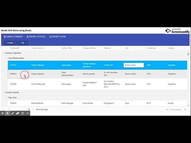 Kendo Grid demo using jQuery | kendo grid integration using jquery