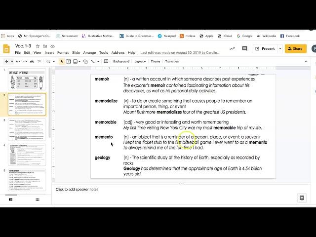 Vocab 1 3 mem ology sci