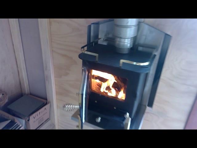 Cubic Mini Wood Stove installed in the Tiny House on wheels