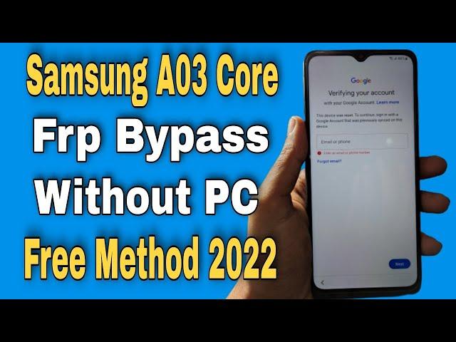 Samsung A03 Core Frp Bypass Without PC Android 12/11 | Samsung A03 Core Unlock Google Account