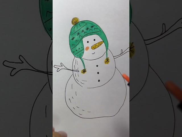 Coloring Snowman #snowman #coloring #markers #drawing #art #painting #shorts #tutorial #challenge