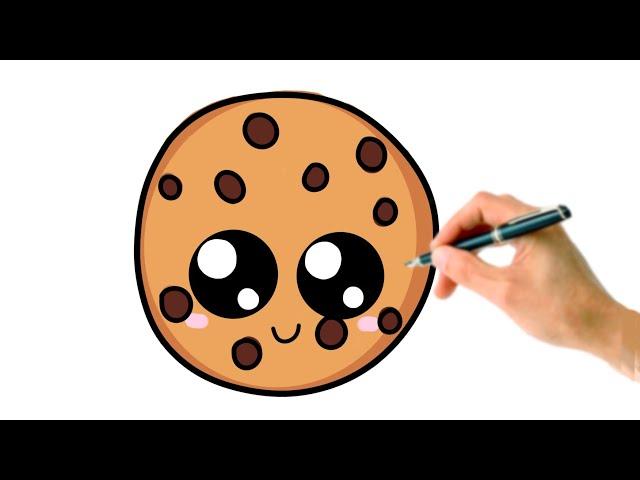 How To Draw A Cookie Simple & For Kids Tutorial Step-By-Step