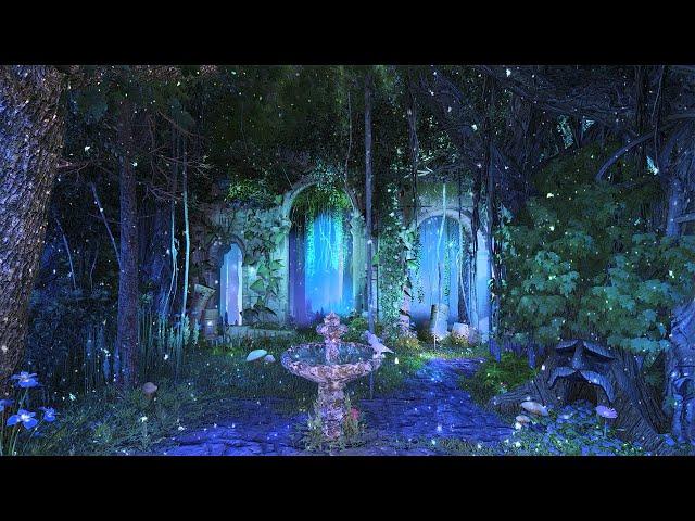 Enchanted Forest Night Ambience 10 hours  Mystical atmosphere, nature sounds & occasional rain.