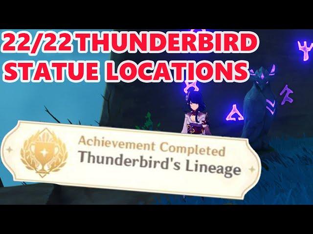 All Thunderbird Statue Locations Thunderbird's Lineage Achievement Tsurumi Island Genshin Impact 2.2