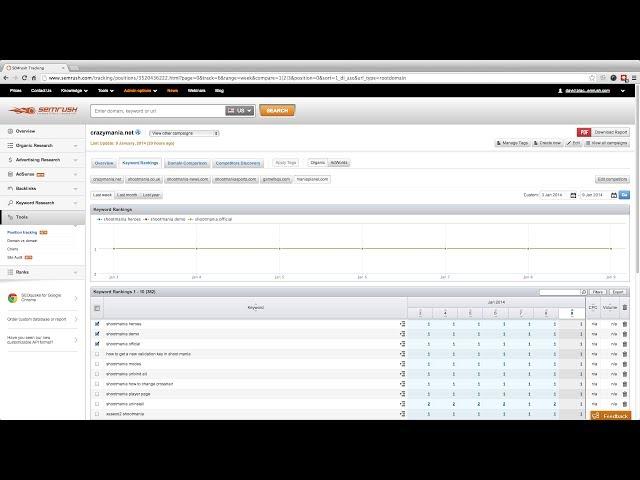 SEMrush Position Tracking Keyword Rankings Report