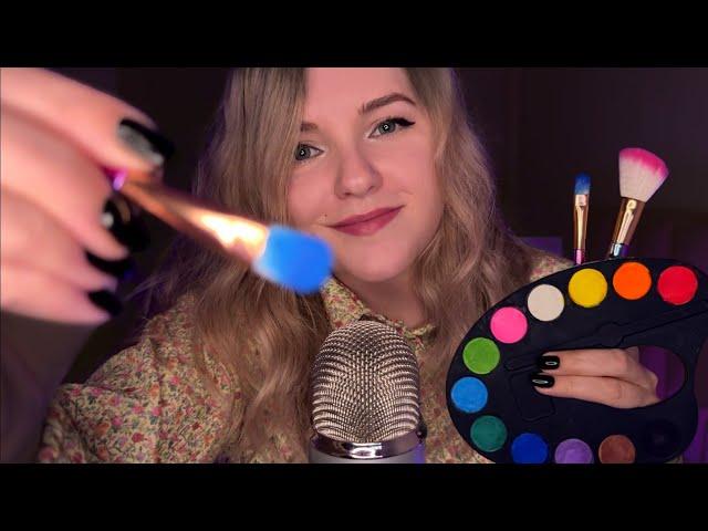 РИСУЮ НА ТВОЕМ ЛИЦЕ АСМР  + Неразборчивый шепот и ЗВУКИ РТА. ASMR Painting your face + Mouth sounds