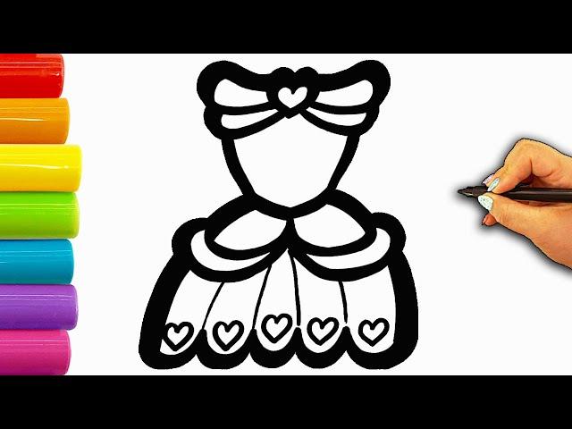 Princess Dress Drawing and Coloring For Kids & Toddlers Vẽ và tô màu váy công chúa cho trẻ em