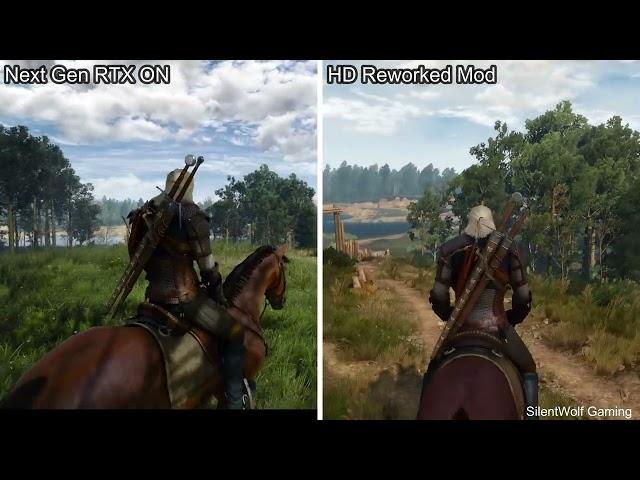 Witcher 3 Next Gen Vs HD reworked Project Mod Ultra settings PC RTX 3090 i7 10700F