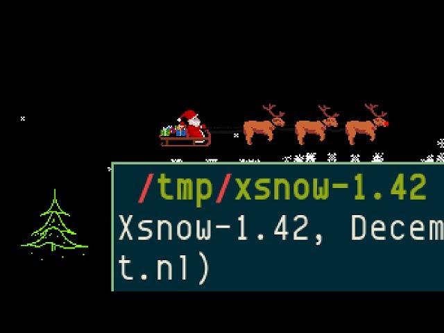 Xsnow, snow, tree, reindeer, Rudolf, Santa, possibly windy