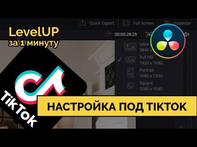 Настройка Davinci под ТикТок. LevelUP за минуту