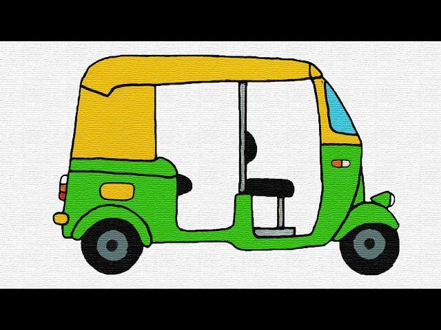 How to easy drawing Auto Rickshaw for Kids - Children's Coloring Book with #Paiting 2