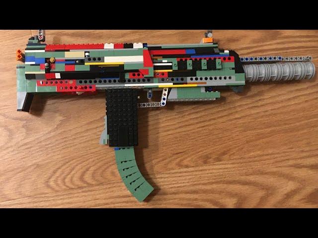 Lego MP7 working, automatic rubberband gun