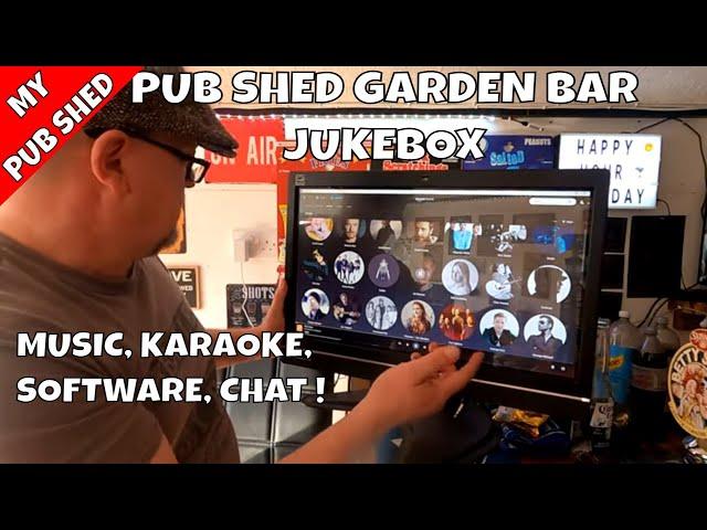 Jukebox And Karaoke Software On Touchscreen Computer In Pub Shed Garden Bar - Backyard Music Setup