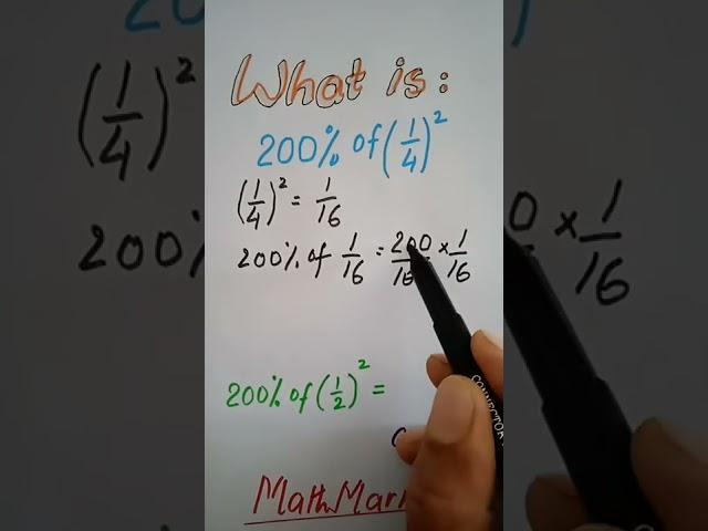 Percents of a squared Fraction#MathMarrow#Math shorts#Percentage of a Fraction