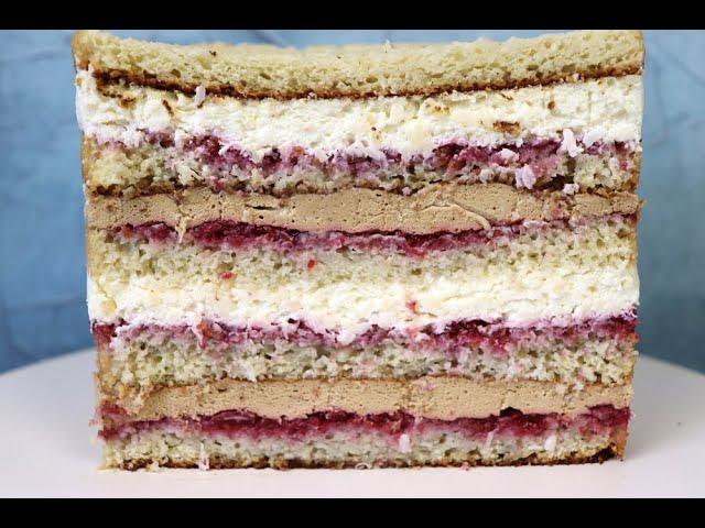 Cake Recipe: Coffee, Coconut, Raspberry